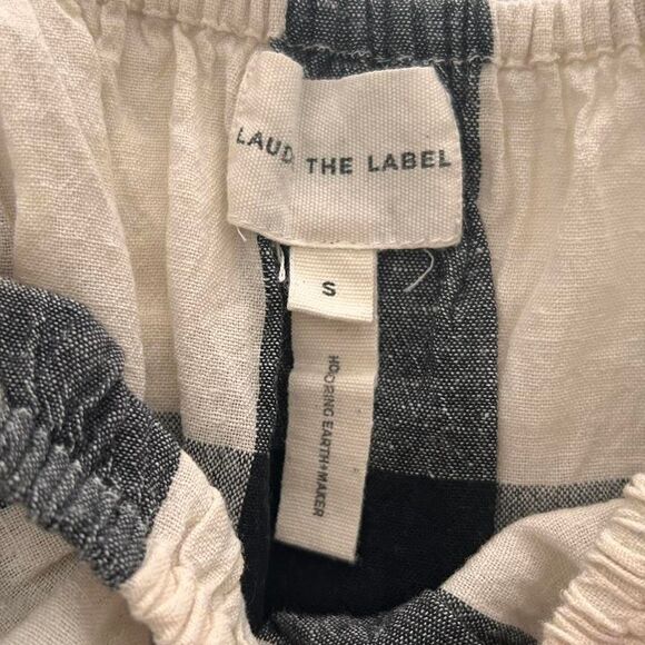 Laude the Label 100% Cotton Checkered Off-Shoulder Puff Sleeve Top Cottagecore S - Picture 2 of 6